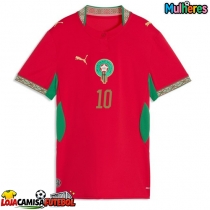 Camisa de Futebol Marrocos Brahim Diaz #10 Equipamento Principal Mulheres Mundo 2026 Manga Curta